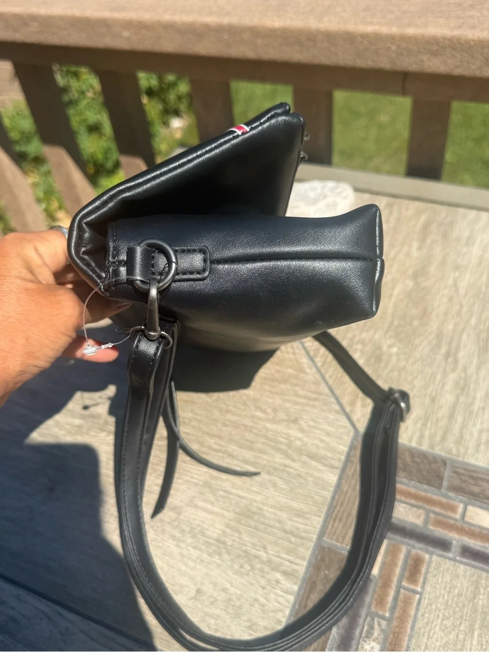 NWT Ed Hardy Foldover Clutch Black Vegan Leather Crossbody Bag